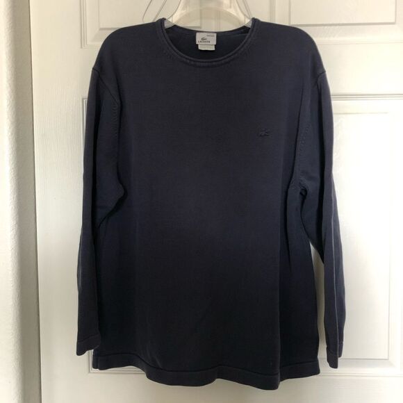 LACOSTE Vintage Washed Medium Thk Navy Pullover 7 - Picture 1 of 5